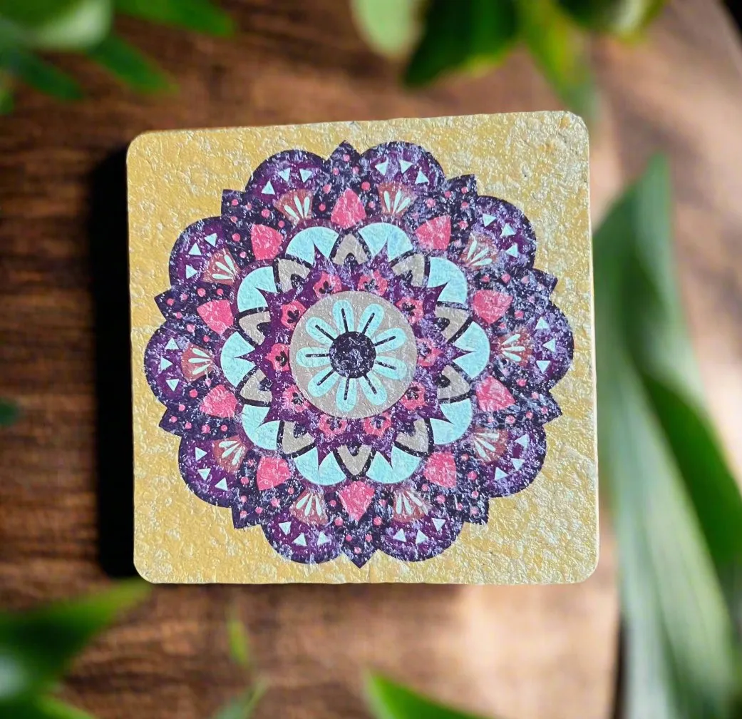 CORK COASTERS PRINTED NATURAL SUSTAINABLE GIFT -SET OF 4