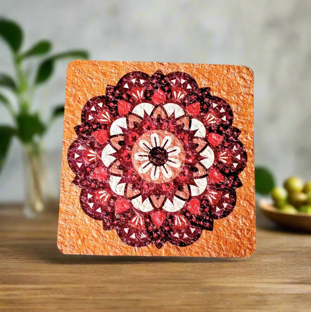 CORK COASTERS PRINTED NATURAL SUSTAINABLE GIFT -SET OF 4