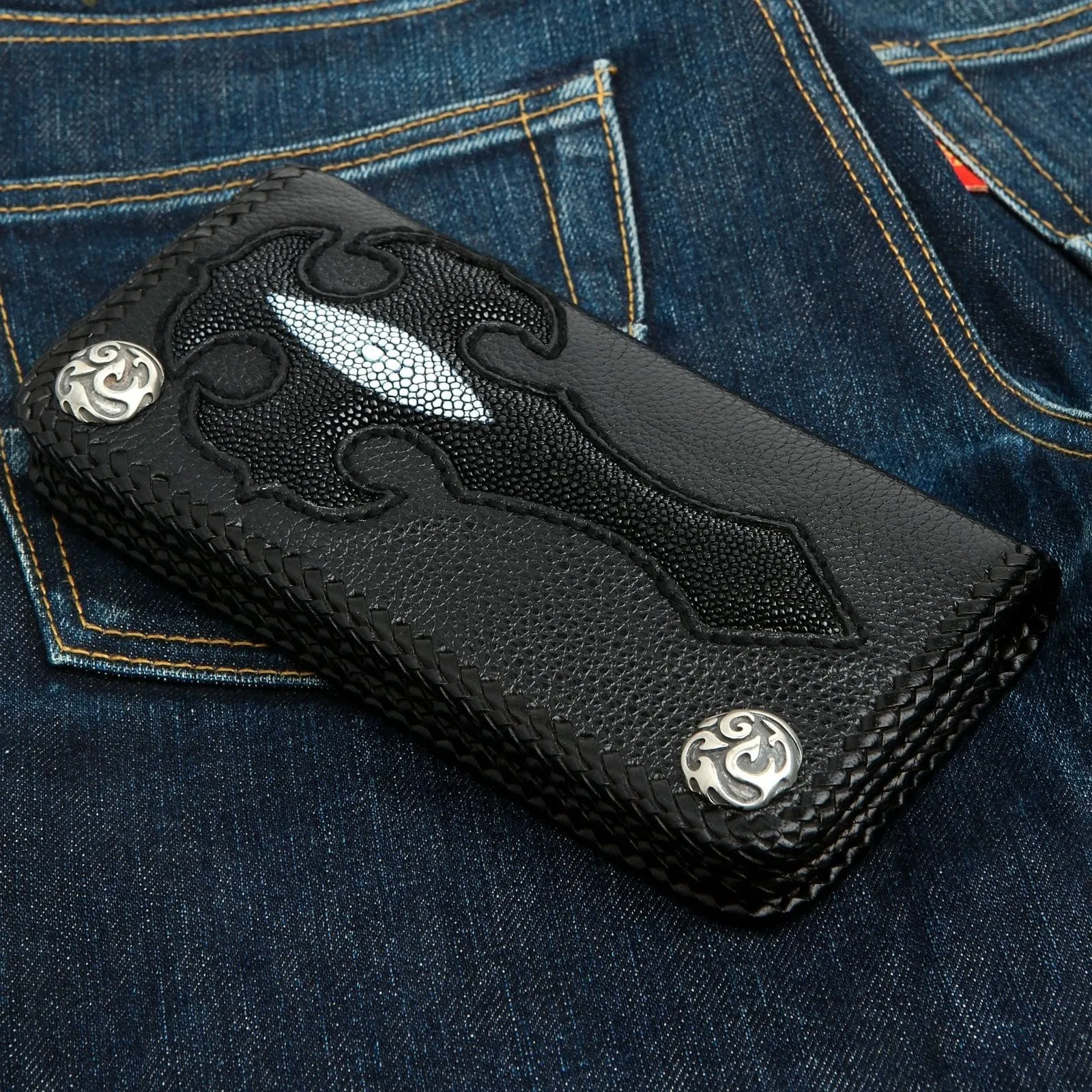Cross Stingray Leather Long Biker Wallets