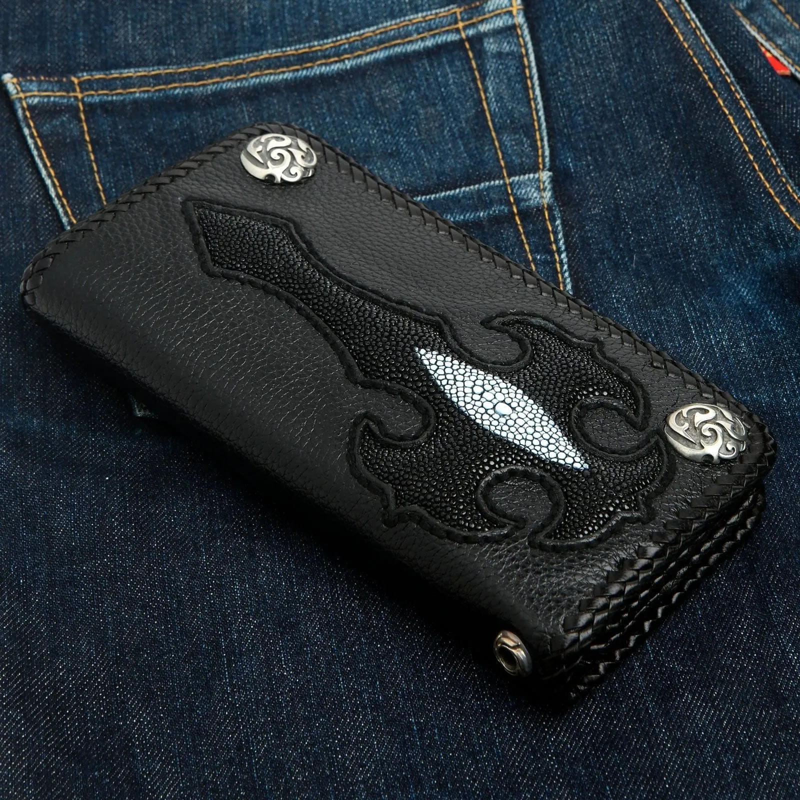 Cross Stingray Leather Long Biker Wallets
