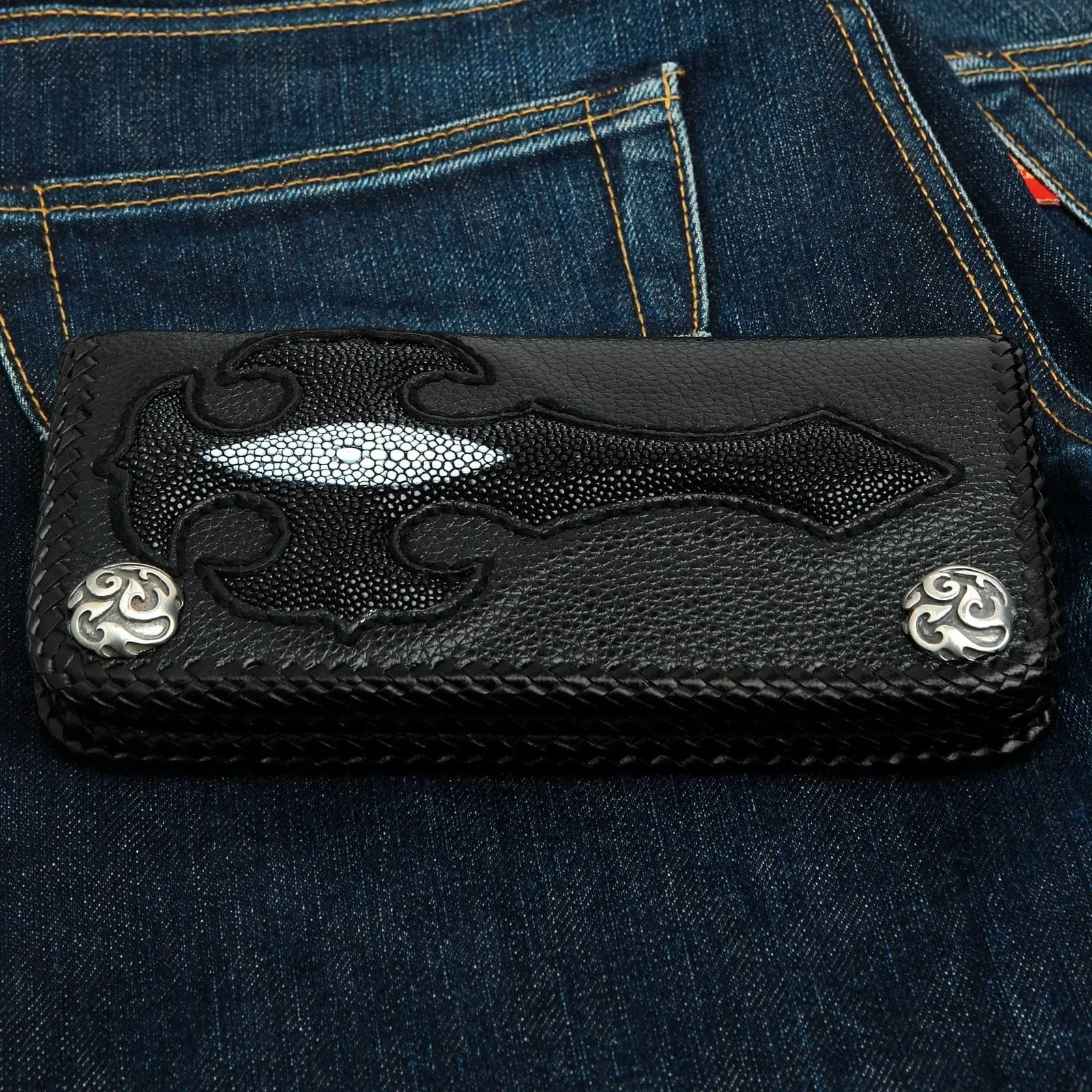 Cross Stingray Leather Long Biker Wallets
