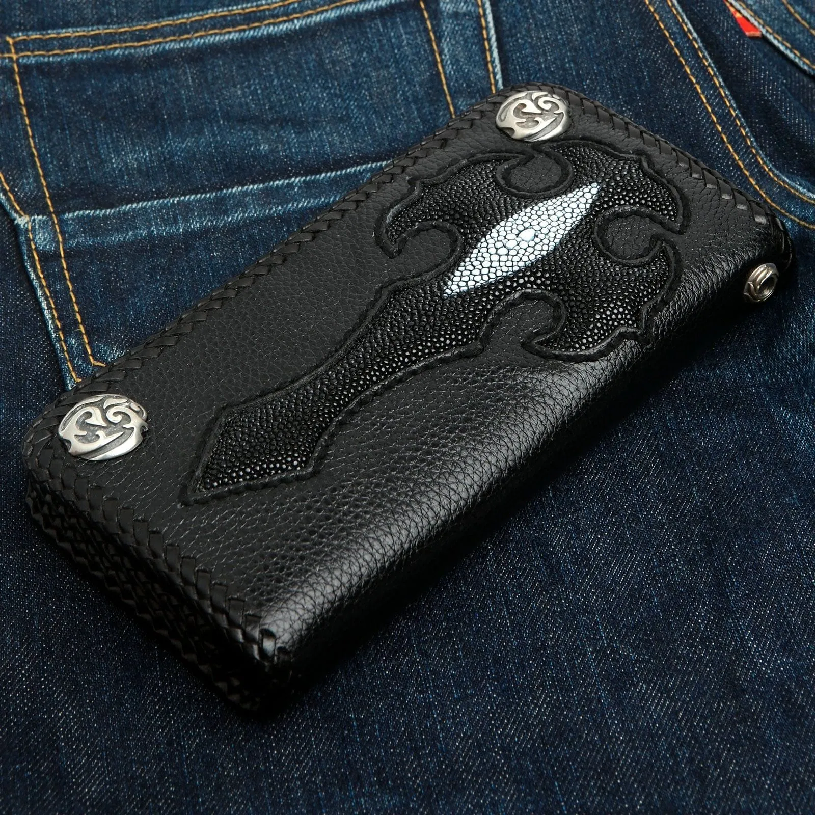 Cross Stingray Leather Long Biker Wallets
