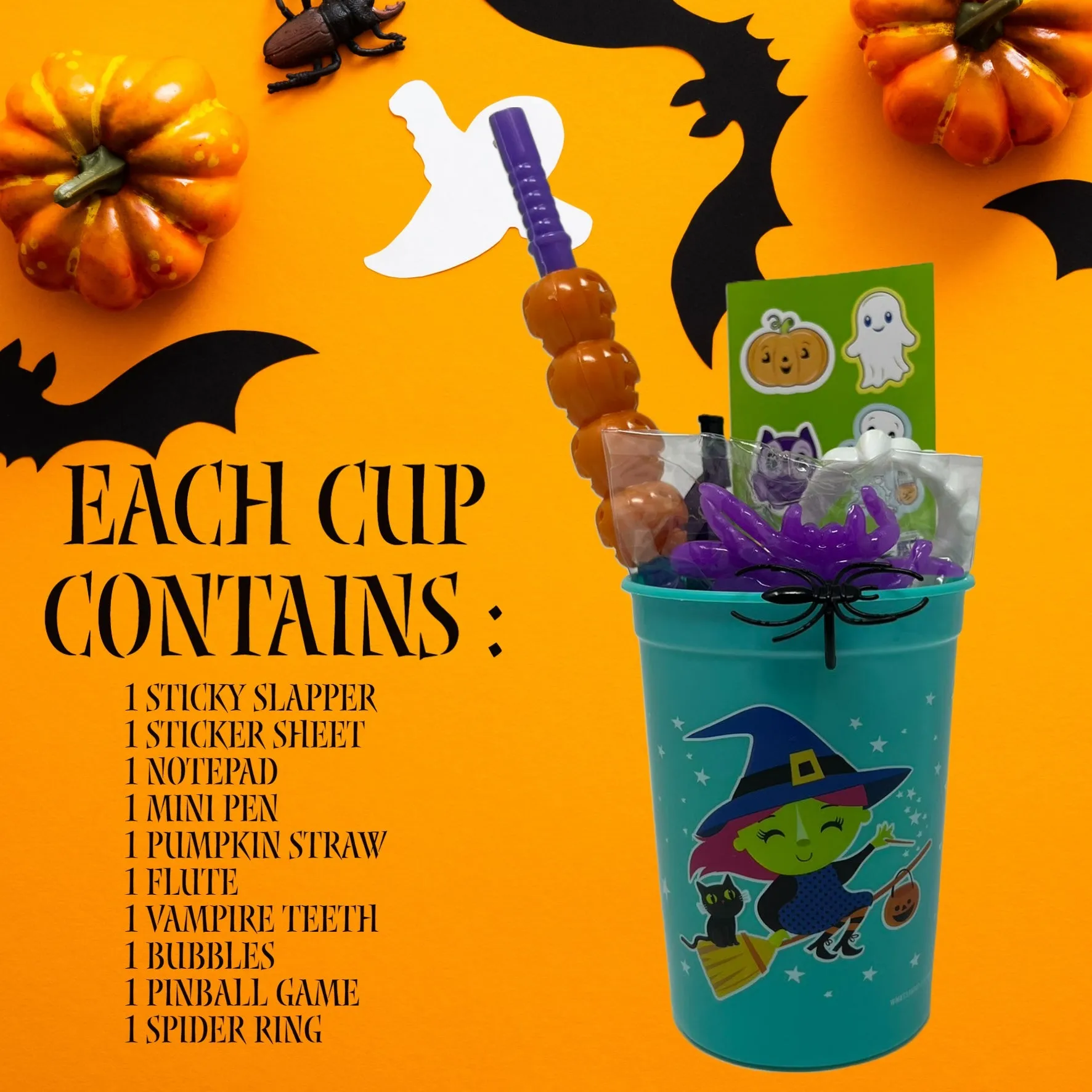 Cup-O-Treats Bundle, 8 Cups with Novelty Party Favors