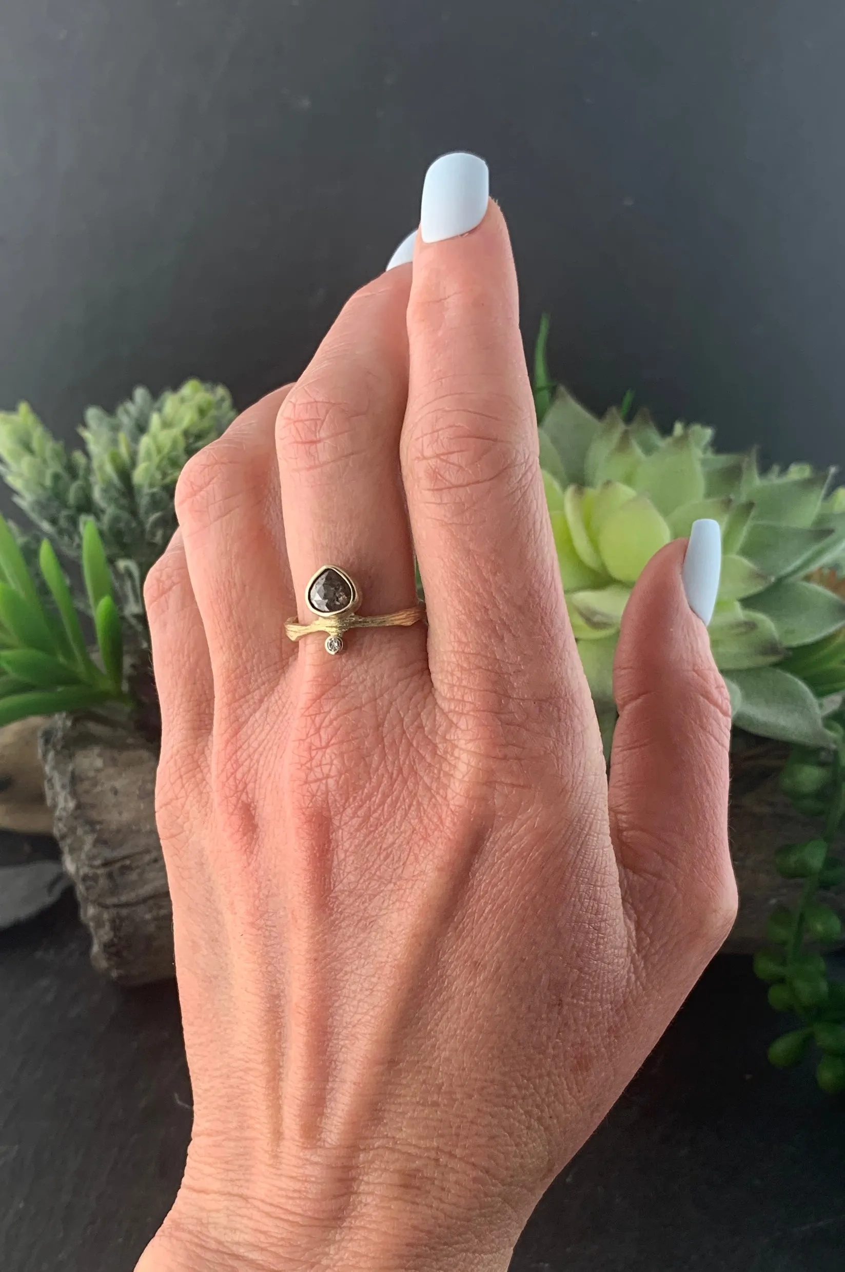 Cypress Solitaire and Rose Cut Pear Diamond