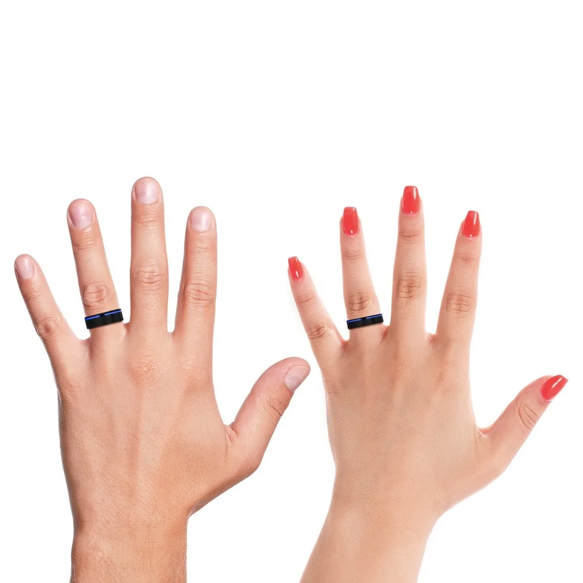 DEMONIO | Green Ring, Black Tungsten Ring, Blue Offset Groove, Flat