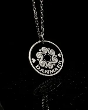 Denmark - Cut Coin Pendant with Spirals