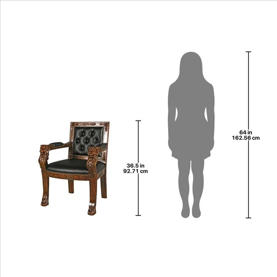 Design Toscano- Beardsley Lion Leather Armchair
