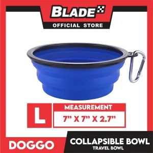 Doggo Collapsible Travel Bowl Large Size (Blue) Foldable Pet Feeding Bowl