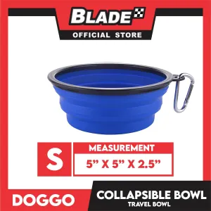 Doggo Collapsible Travel Bowl Small Size (Blue) Foldable Pet Feeding Bowl