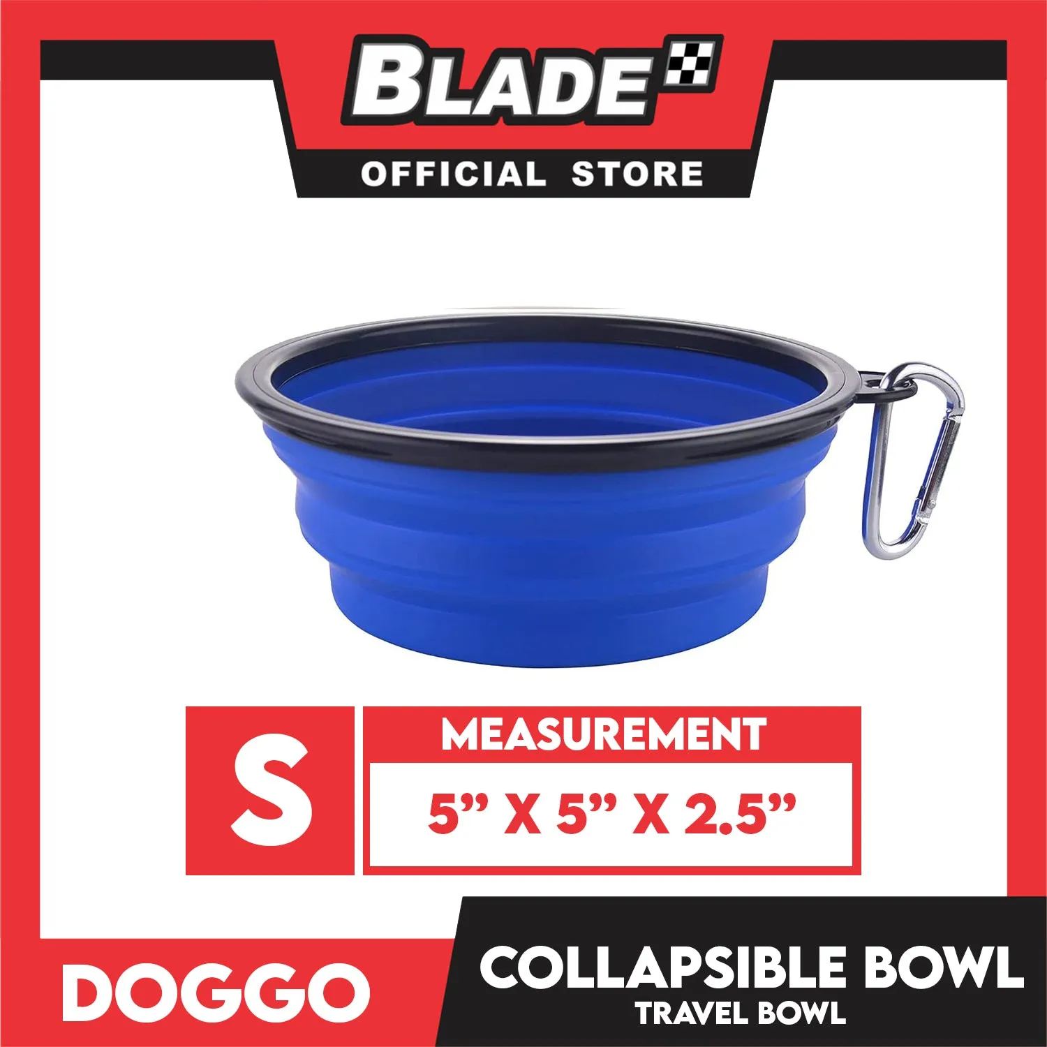 Doggo Collapsible Travel Bowl Small Size (Blue) Foldable Pet Feeding Bowl