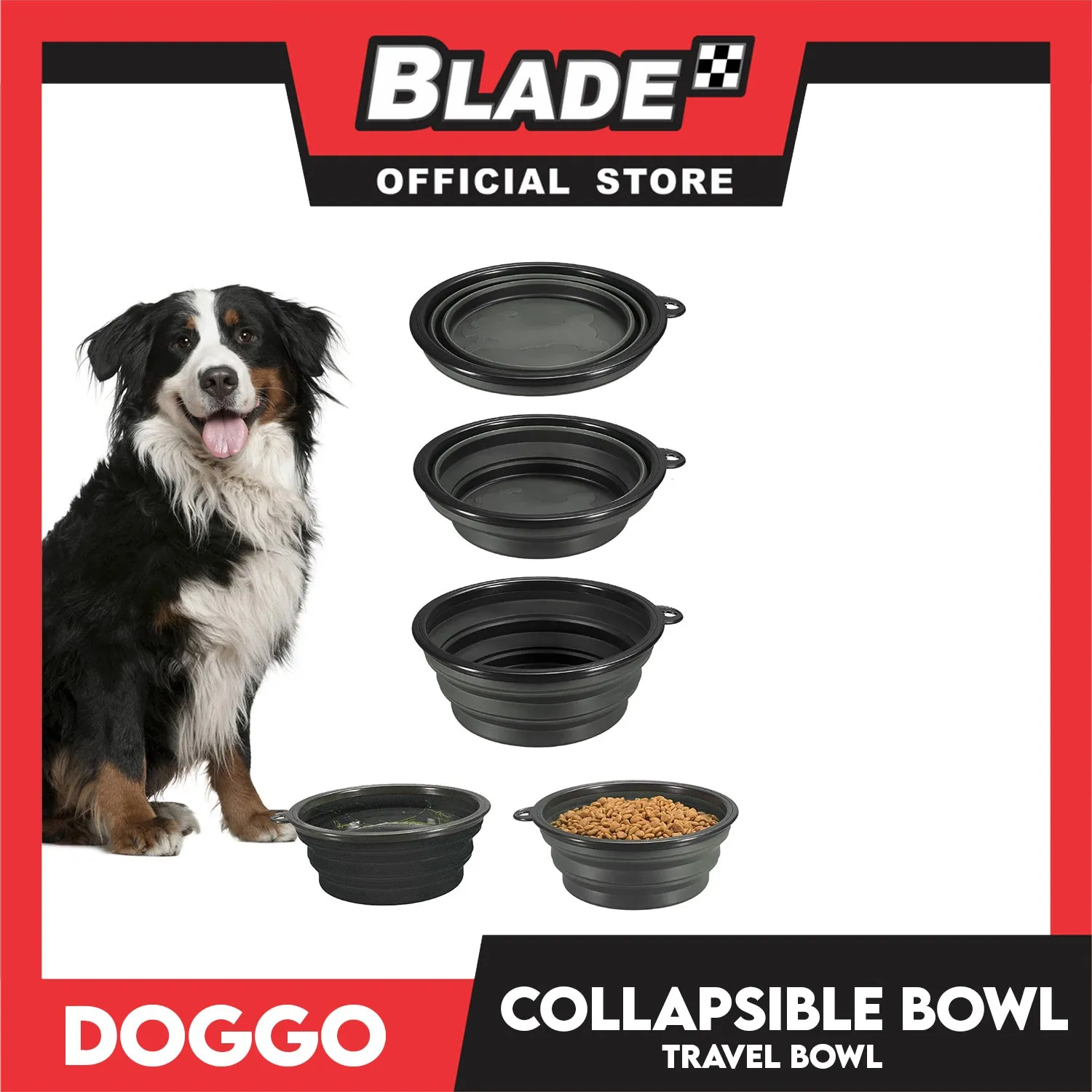 Doggo Collapsible Travel Bowl Small Size (Blue) Foldable Pet Feeding Bowl