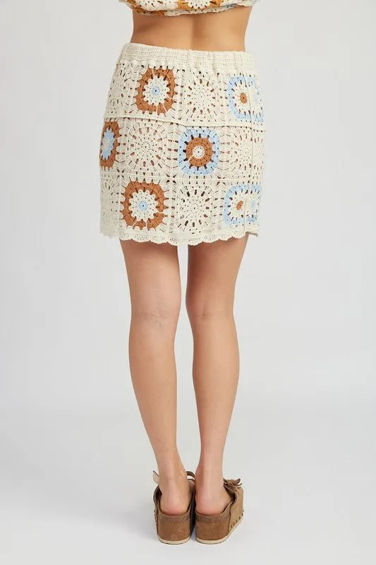 Dolly Set - Floral Crochet Mini Skirt