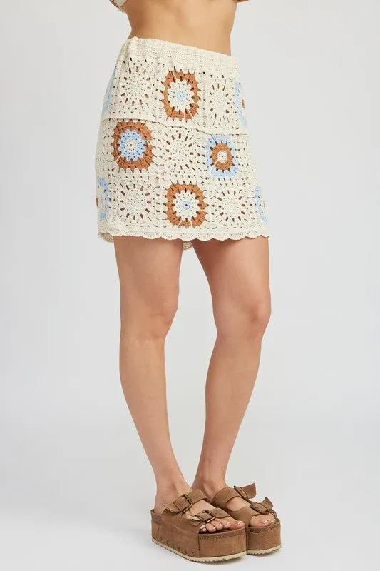 Dolly Set - Floral Crochet Mini Skirt