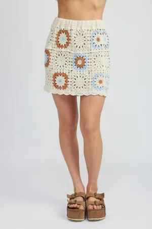 Dolly Set - Floral Crochet Mini Skirt
