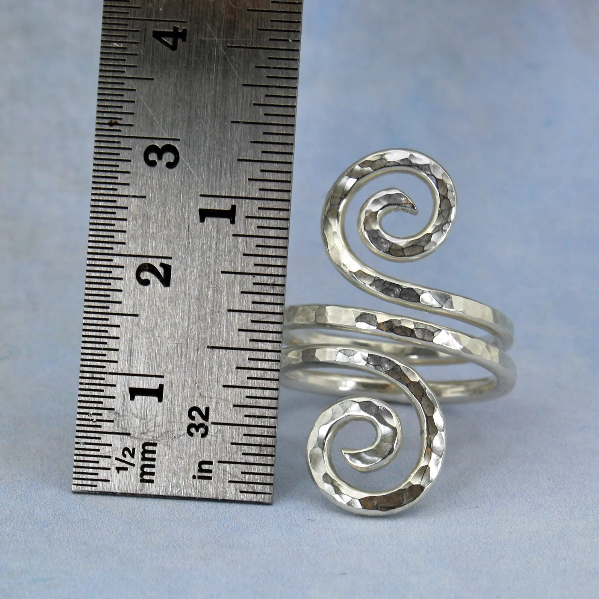 Double spiral ring - Ancient design sterling silver ring