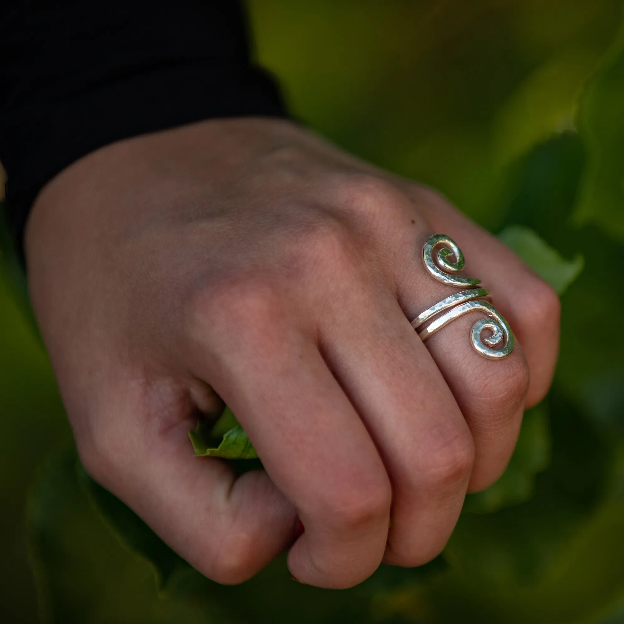 Double spiral ring - Ancient design sterling silver ring