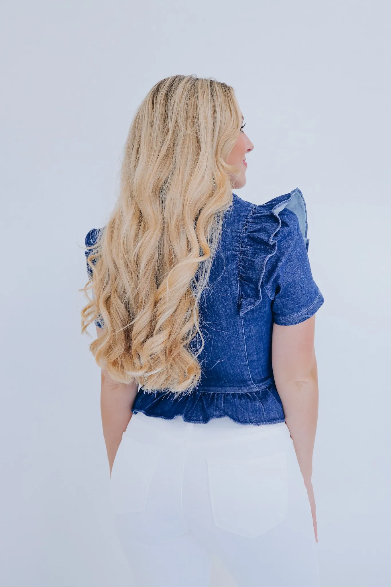 Dreamy Denim Ruffled Crop Top - 2 Colors