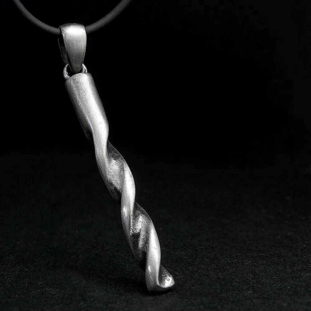 Drill Bit Men's Necklace Sterling Silver Masculine Pendant Tool Jewelry Gift
