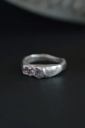 Duet Sapphire & Garnet Silver RIng 1160-4