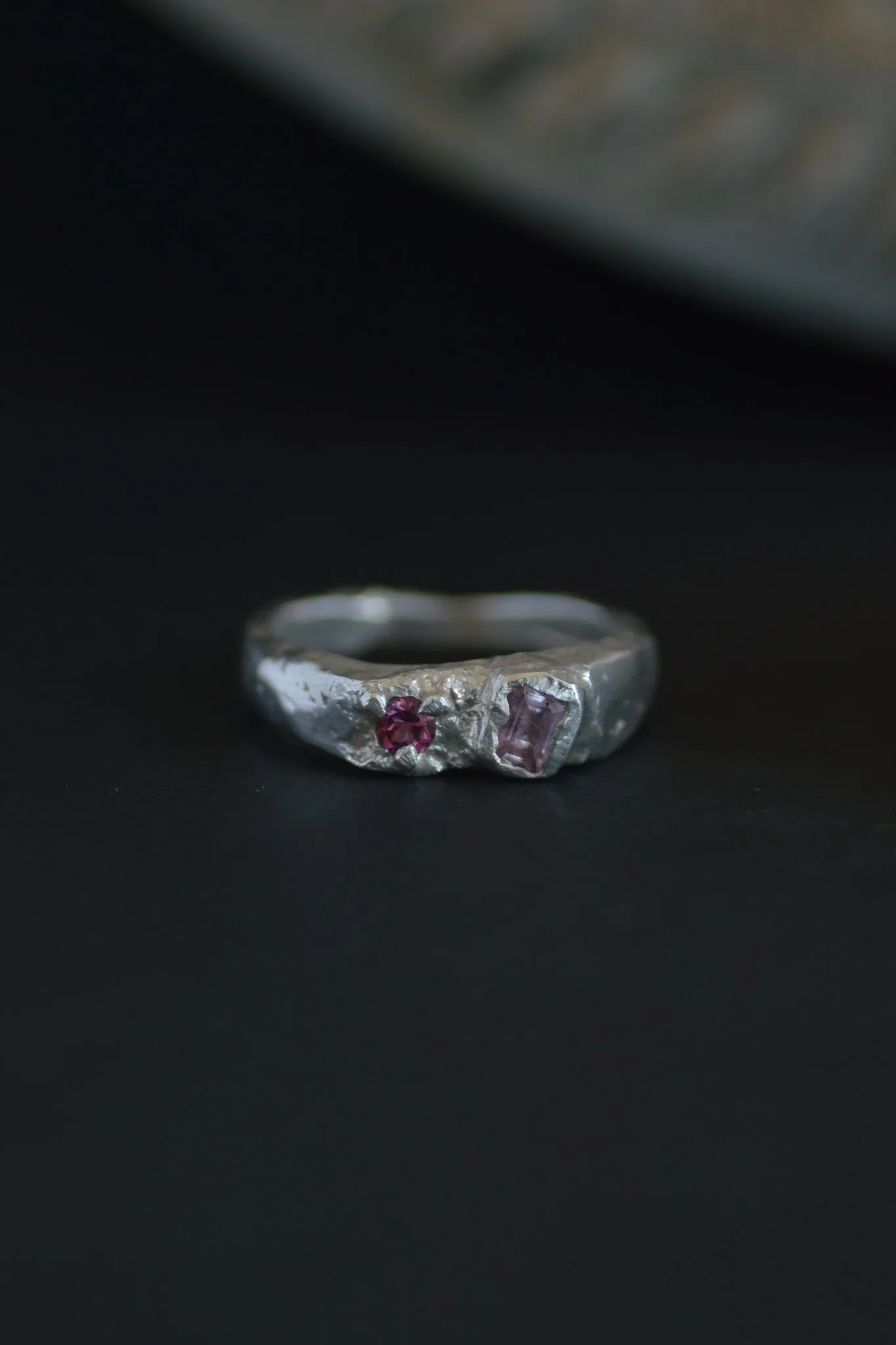 Duet Sapphire & Garnet Silver RIng 1160-4
