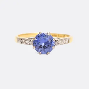 Edwardian Sapphire & Diamond Solitaire Ring