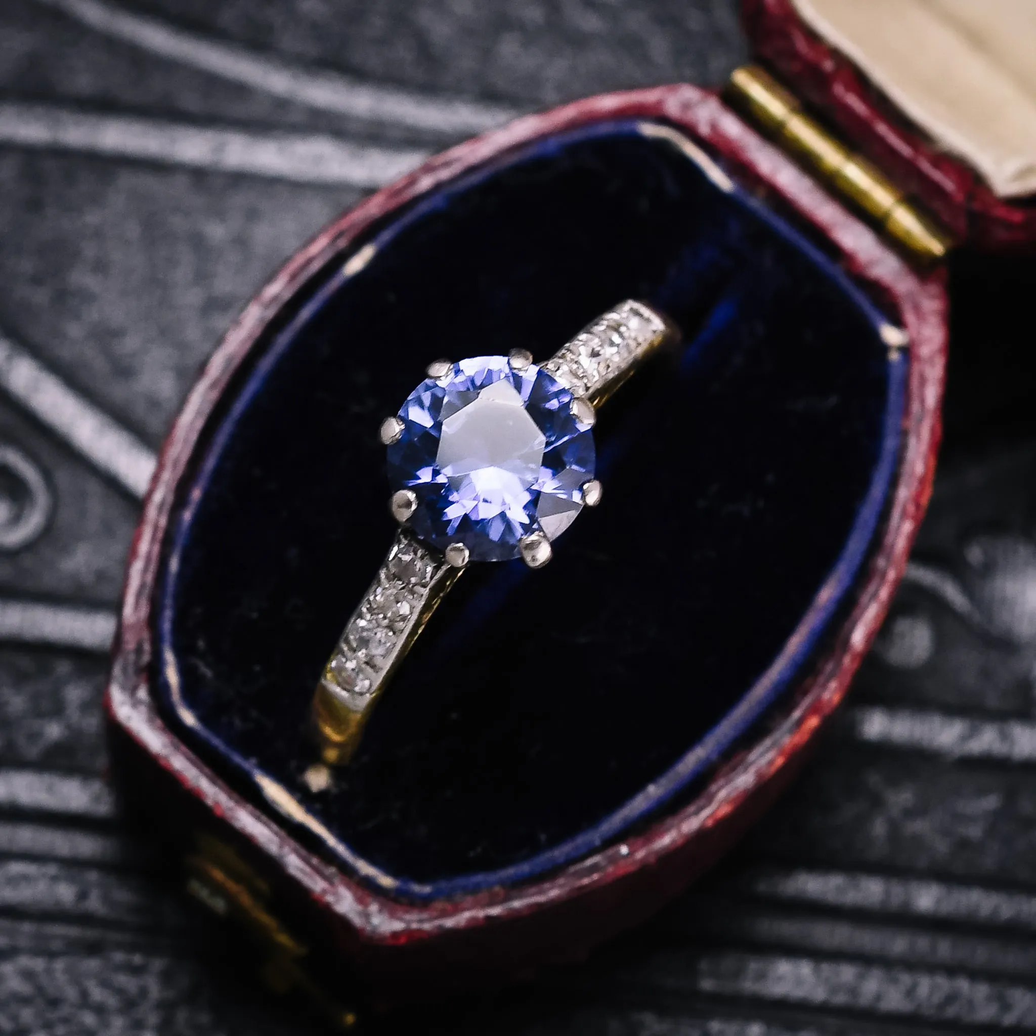 Edwardian Sapphire & Diamond Solitaire Ring