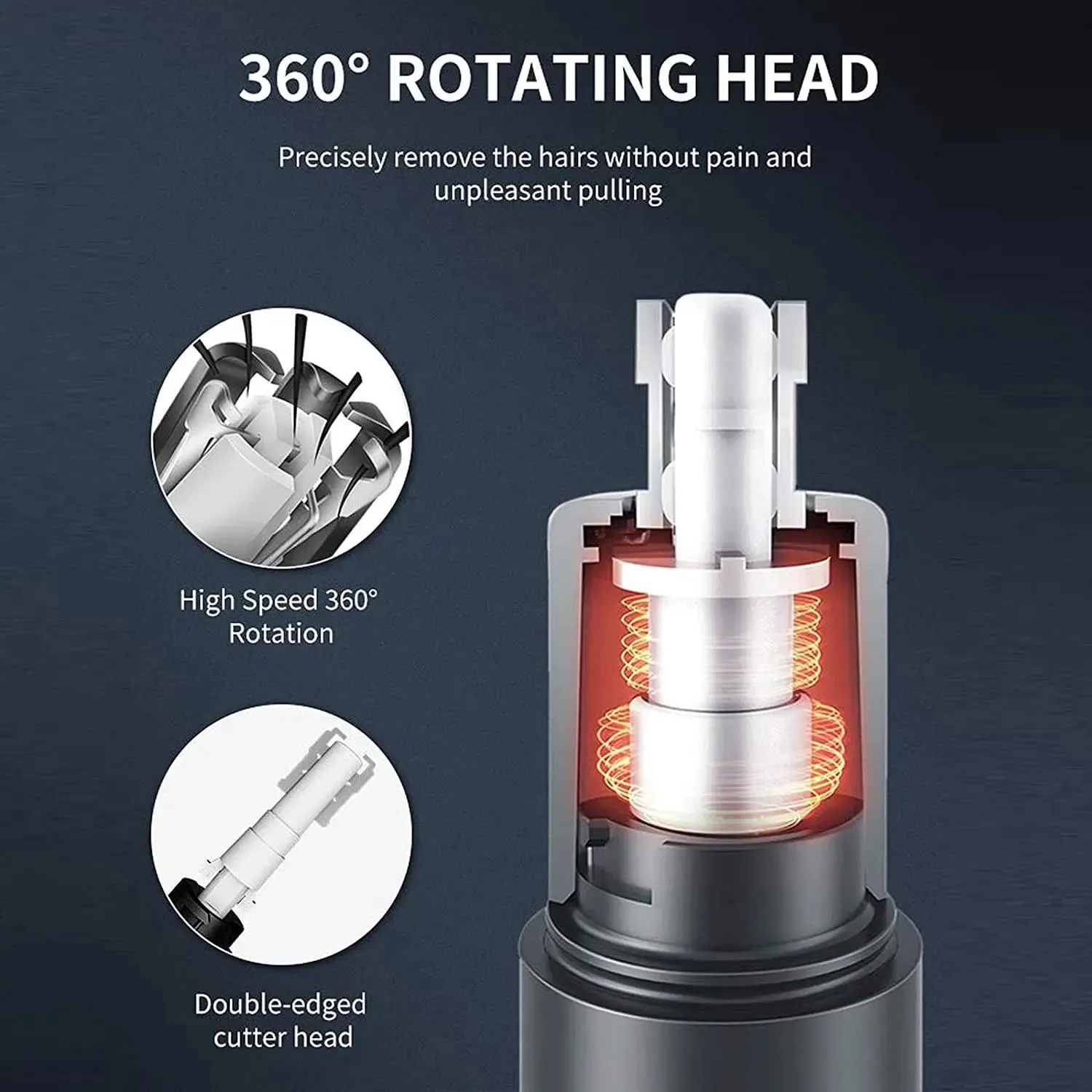 Electric USB Nose Ear Hair Trimmer Painless Rechargeable Sideburns Eyebrows Beard 3 in 1 Hair Clipper Shaver