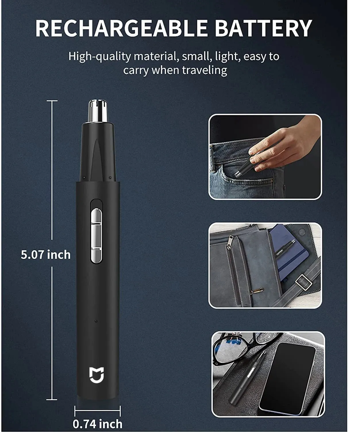 Electric USB Nose Ear Hair Trimmer Painless Rechargeable Sideburns Eyebrows Beard 3 in 1 Hair Clipper Shaver