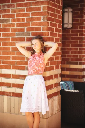Embroidered White Skirt