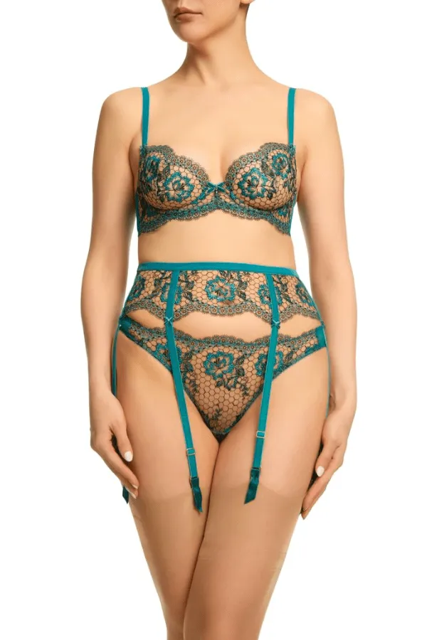 Evelina Lurex Suspender - Peacock