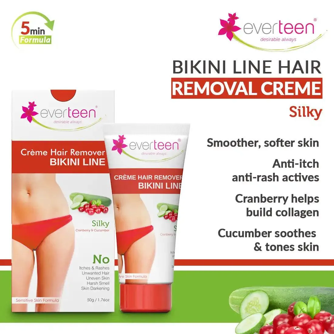 everteen SILKY Bikini Line Hair Remover Creme - 50g