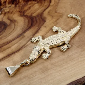 Extra Large Gold Alligator Necklace in 14kt Gold with Rope Chain