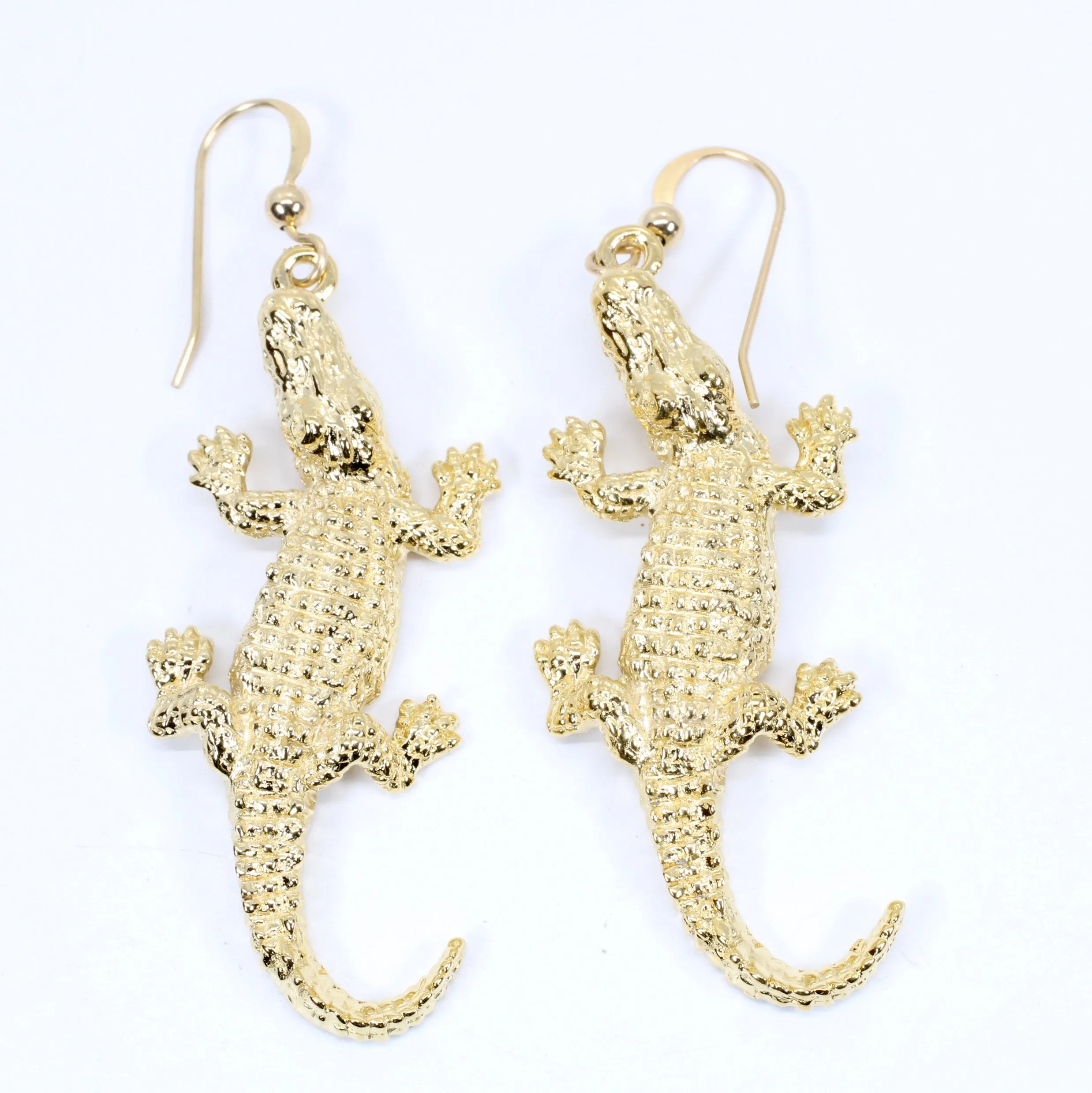 Extra Large Size Alligator Earrings in 14kt Gold Vermeil for gator lover gift
