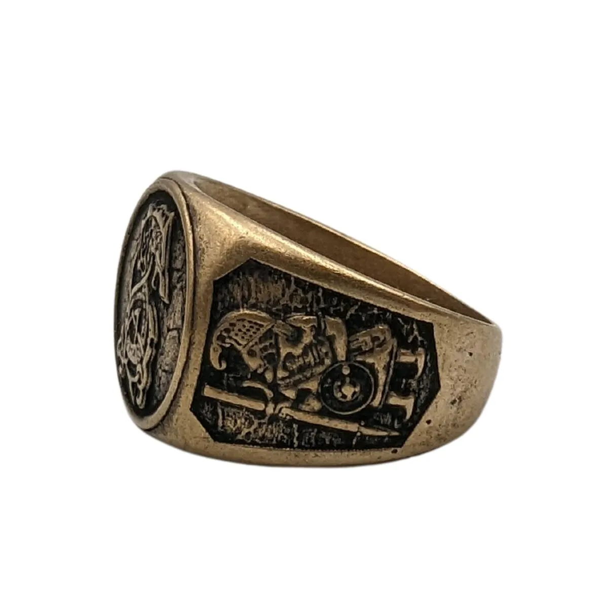 Fenrir wolf signet bronze ring