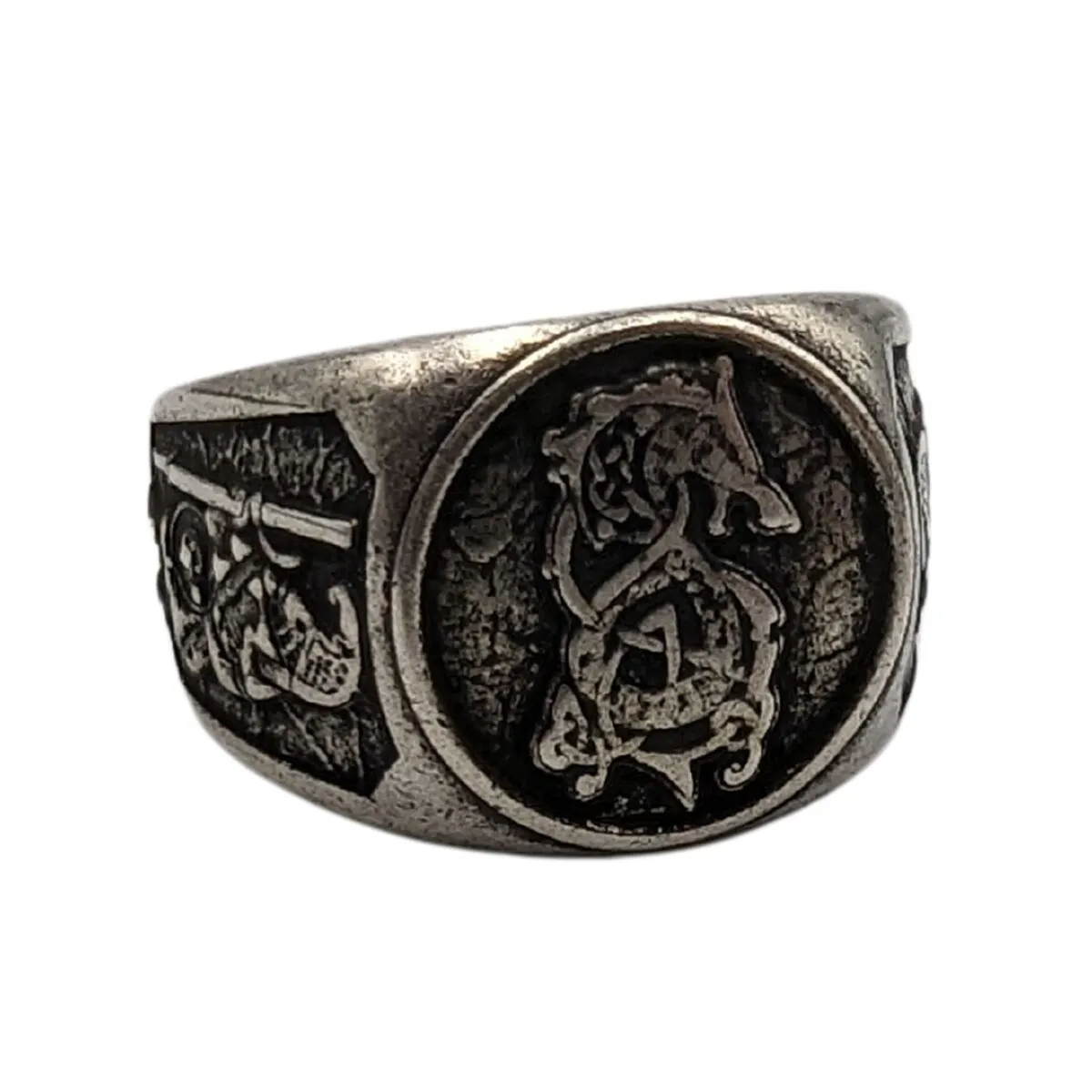 Fenrir wolf signet bronze ring