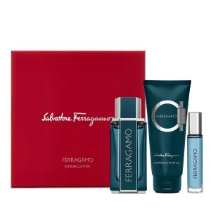Ferrag Leat Int by Salvatore Ferragamo for Men 3.4 oz EDP 3pc Gift Set