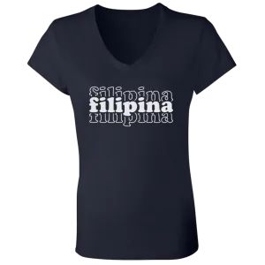Filipina Triple Ladies' Jersey V-Neck T-Shirt