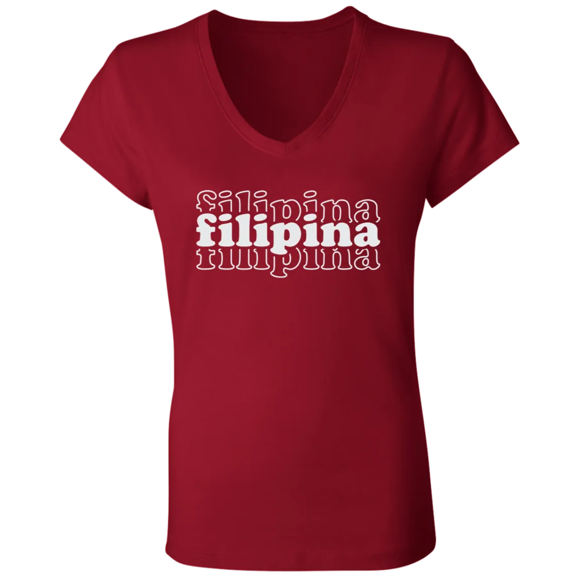 Filipina Triple Ladies' Jersey V-Neck T-Shirt