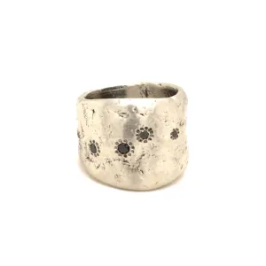 Five Elements Silver Ring with Black Diamonds