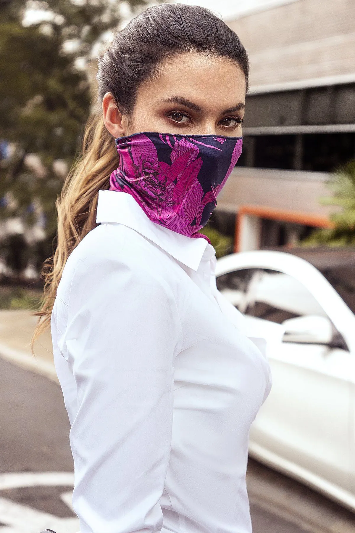 Floral Convertible Tube Scarf Face Mask