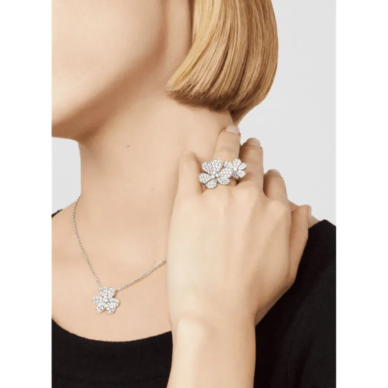 Frivole Clover Between the Finger White Gold-Plated Ring
