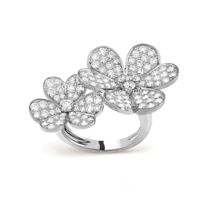 Frivole Clover Between the Finger White Gold-Plated Ring
