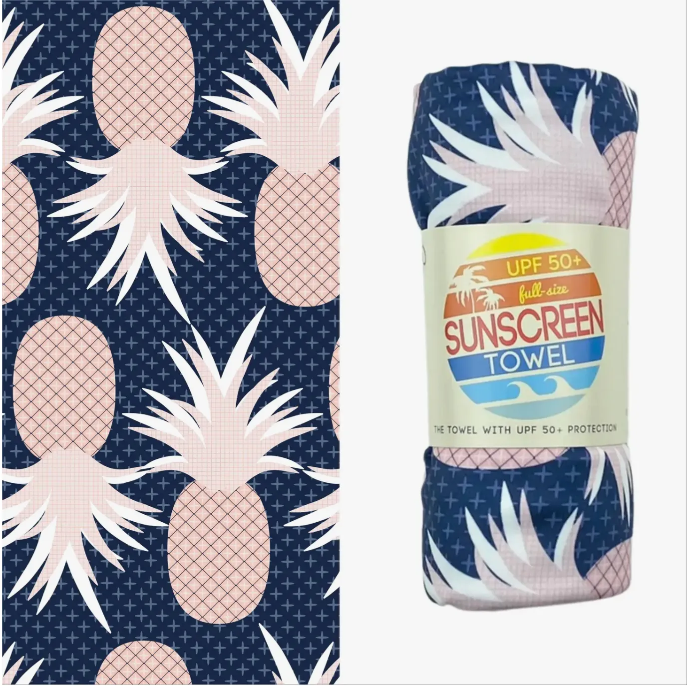 Full Size UPF 50  Sunscreen Towel (Pink Pineapple)