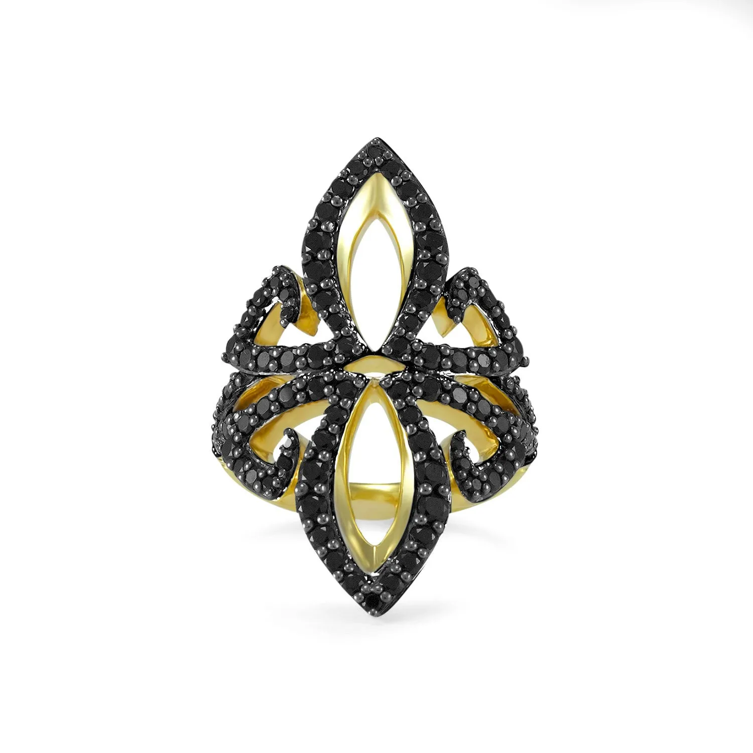 Gala Pavé Ring - 18K Gold Vermeil   CZ Noir