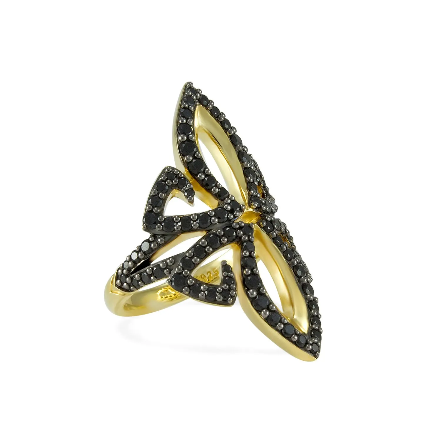 Gala Pavé Ring - 18K Gold Vermeil   CZ Noir