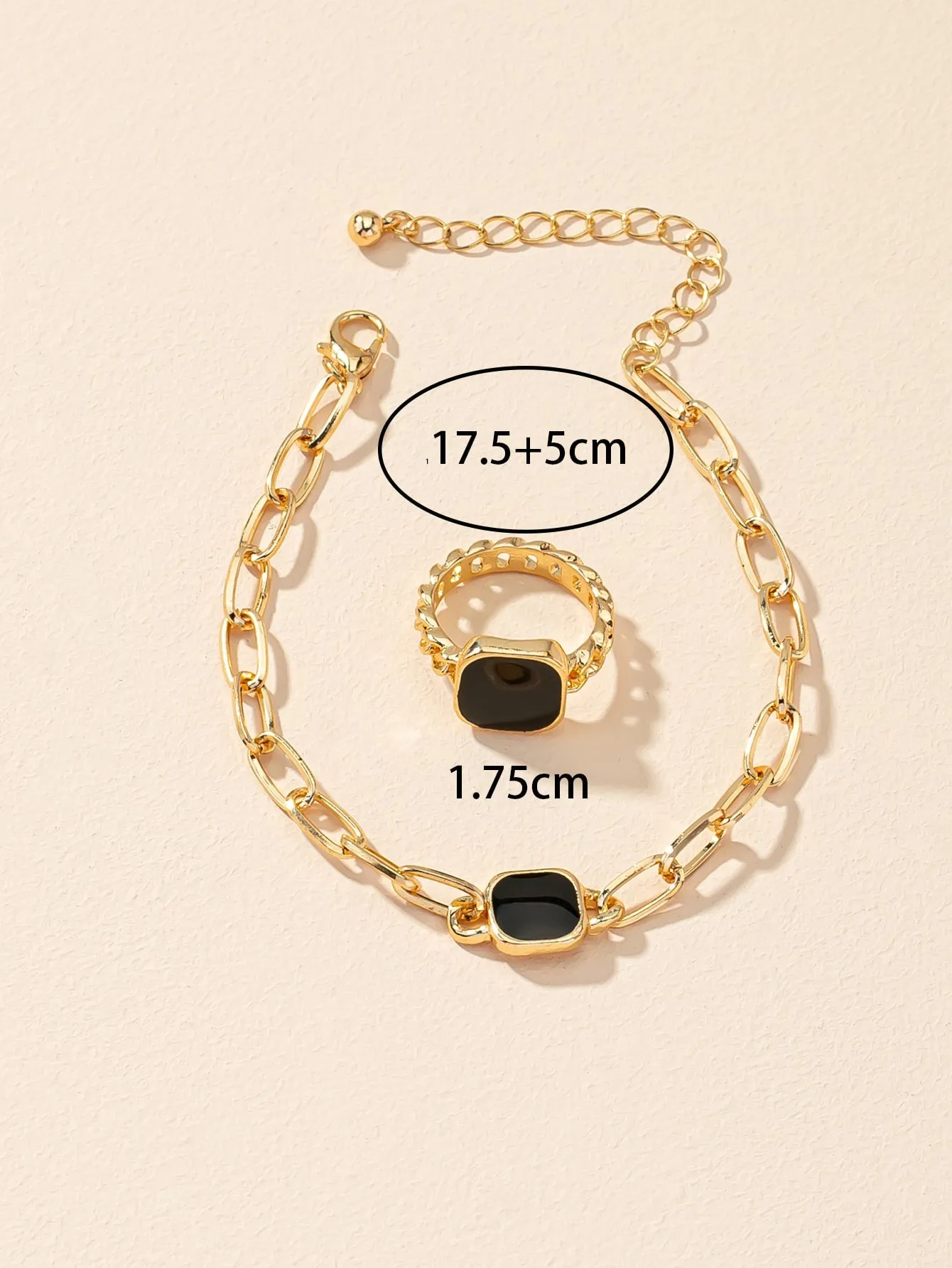 Geo Decor Bracelet & Ring  - Black- FD ⚡