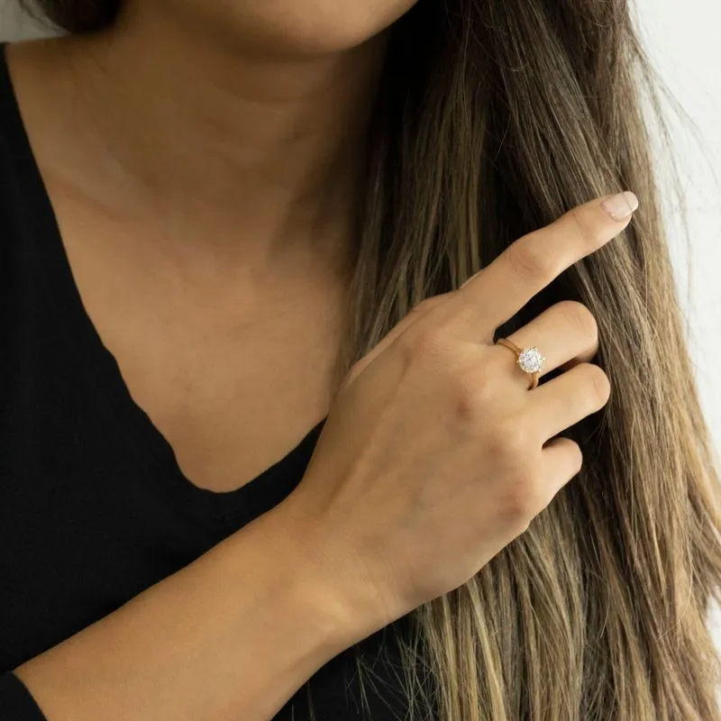 gold plated closed ring with white cz 8mm facet