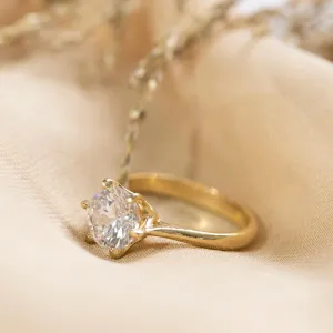 gold plated closed ring with white cz 8mm facet