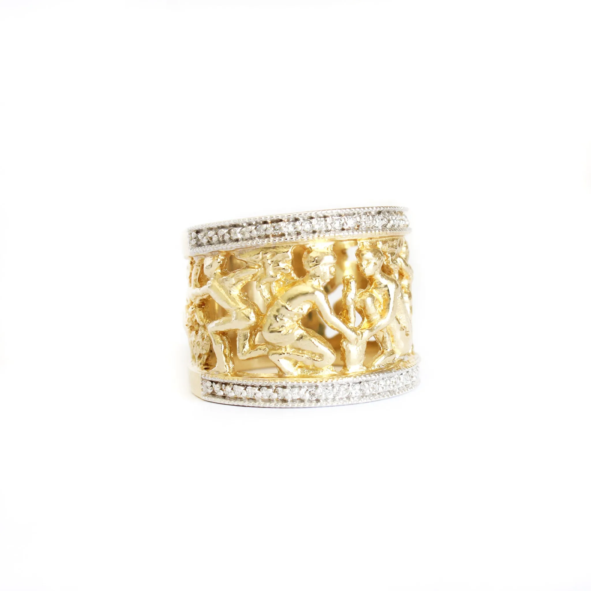 Golden People of Africa Eternity Ring with Diamond Borders