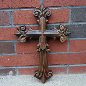Gorgeous wooden wall decoration cross home decoration, indoor wall hanging Christian cross, 3D wood carving crafts, gifts